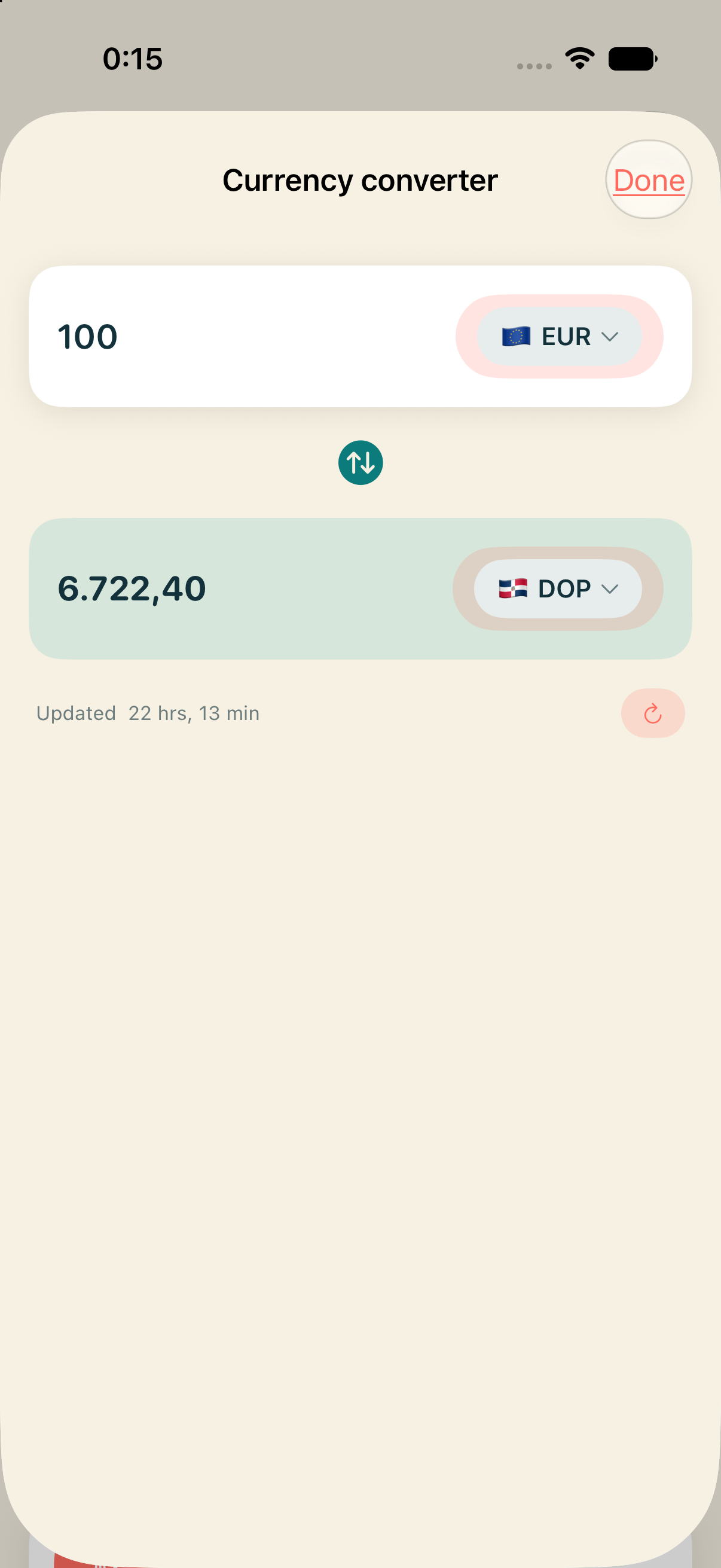Dom-Rep App Custom Lists Screen